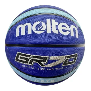 【MOLTEN】Molten 籃球 7號 男子 室外 大學 橡膠 深溝 12片貼 彈力 韌性 抓感 藍(BGR7D-LBB)