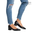 【MISWEAR】女-跟鞋-MISWEAR 真皮寬版尖頭低跟鞋-質感黑