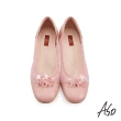 【A.S.O 阿瘦集團】彈麗舒活透膚飾花低跟鞋(粉紅)