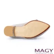 【MAGY】金屬飾條裝飾真皮尖頭 女 平底鞋(灰色)