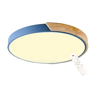 【Honey Comb】北歐原木LED 54W調光調色臥室吸頂燈藍色(V1721C54)