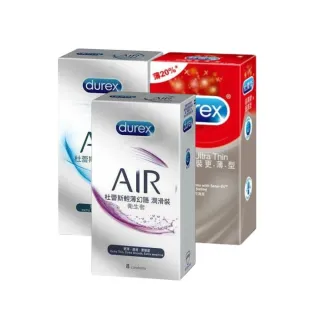 【Durex杜蕾斯】AIR輕薄幻隱潤滑裝衛生套8入+AIR輕薄幻隱裝8入+超薄裝更薄型10入(共26入)