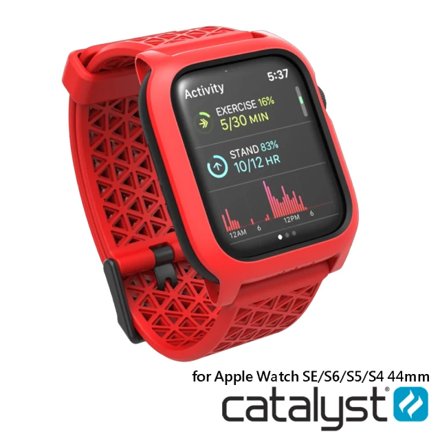 【Catalyst】APPLE WATCH SE/S6/S5/S4 44mm 耐衝擊防摔保護殼-含錶帶(紅色)