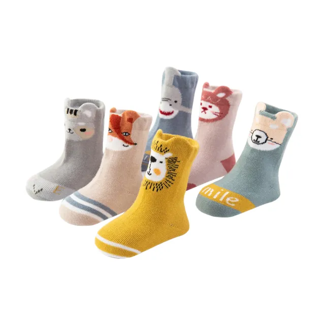 【JoyNa】童襪嬰兒襪子寶寶防滑襪 秋冬鬆口立體動物造型短襪(5雙入)