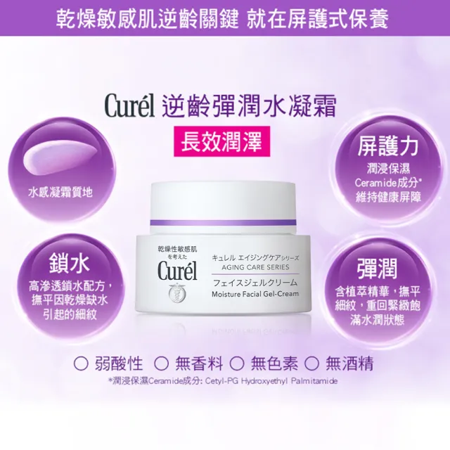 【Curel 珂潤官方直營】逆齡彈潤水凝霜(40g)