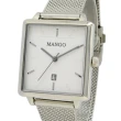 【MANGO】知性極簡方型不鏽鋼米蘭帶腕錶-MA6765L-80(銀色/28mm)