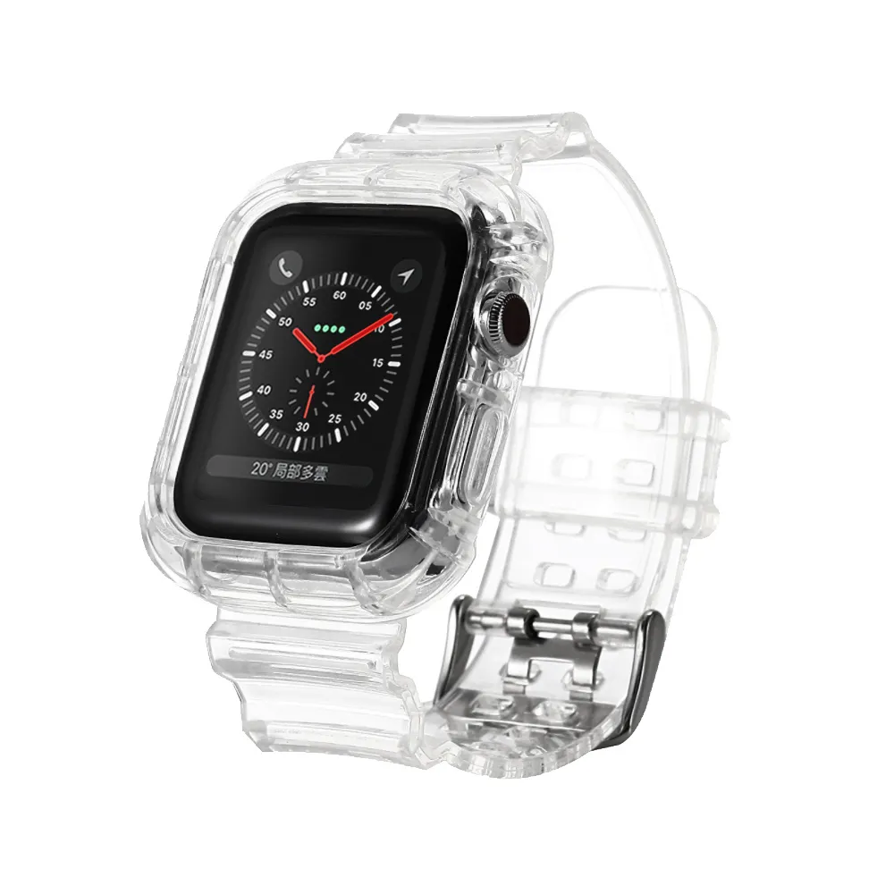 【Timo】Apple Watch 42/44mm 一體成型透明錶帶