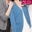 【艾美時尚】現貨女裝 外套 多色韓系V領排扣針織衫。加大碼S-2XL(12色)