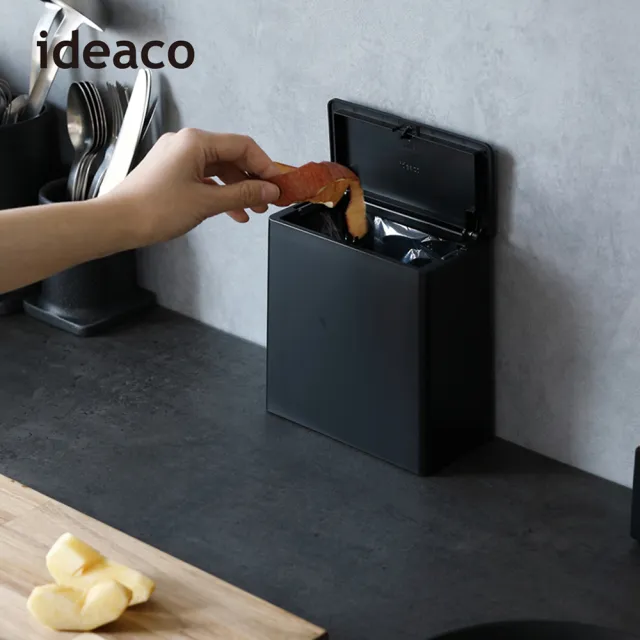 【IDEACO】日本ideaco 方形桌邊按壓式垃圾桶-1.4L(櫥櫃台/化妝台/書桌/果皮)