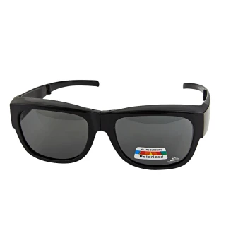 【Z-POLS】新一代包覆式多功能抗UV400頂級Polarized寶麗來偏光太陽眼鏡套鏡(可折疊收納設計 亮面黑)