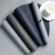 【KOTI 日安生活】莫蘭迪色三角形皮革餐墊+杯墊2件組(可清洗防滑防水隔熱墊)