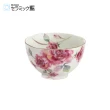 【陶瓷藍】日本瓷器玫瑰園飯碗茶杯筷子組 附手帕(日本製 日本原裝進口瓷器)
