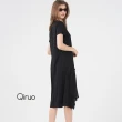 【Qiruo 奇若名品】春夏專櫃黑色洋裝8231F 時尚英文造型休閒款(胸前造型)