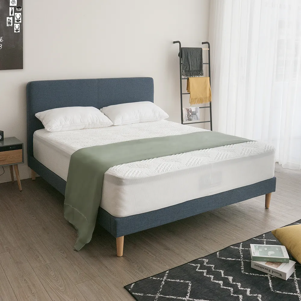 【麗得傢居】雲品亞麻布5尺床架+米登獨立筒床墊二件式床組 床台 標準雙人床組(北歐簡約風床架+涼感紗床墊)