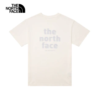 【The North Face 官方旗艦】北面女款米白色純棉品牌標語休閒短袖T恤｜86Q8N3N
