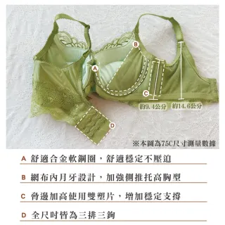 【Swear 思薇爾】金戀花羽系列C-F罩軟鋼圈蕾絲集中包覆女內衣(蒲柳綠)