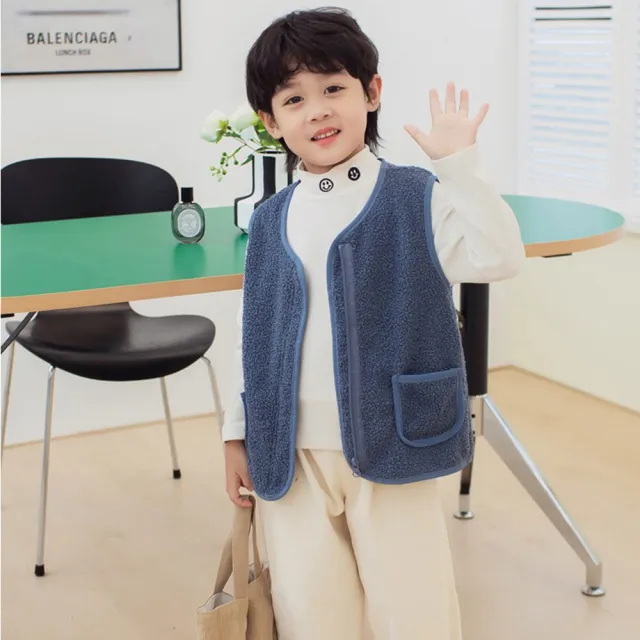 【安朵童舖】現貨韓版兒童加絨馬甲背心女童羊羔絨背心外套男童保暖馬甲童裝(23A)