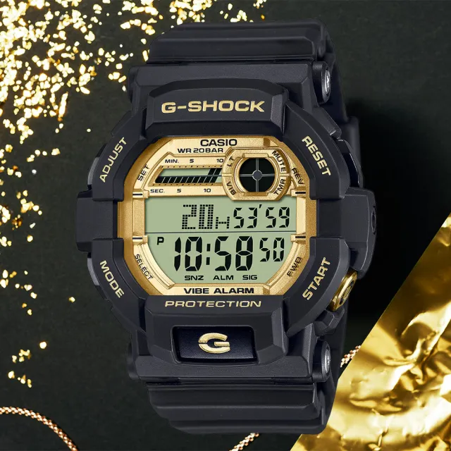 【CASIO 卡西歐】G-SHOCK 黑金配色運動手錶 電子錶 開學(GD-350GB-1)