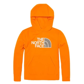 【The North Face】童 胸前LOGO印花連帽大學T.休閒上衣.帽T.機能性運動衫(7WPP-78M 橙色)