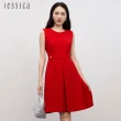 【JESSICA】高雅挺括收腰折邊寬裙擺無袖洋裝232177（紅）