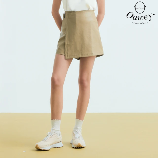 OUWEY 歐薇 素色百搭棉質牛仔短褲裙(杏；S-L；325