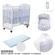 【L.A. Baby】蒙特維爾美夢熊嬰兒床-超值優惠組合(嬰兒床+五件寢具+乳膠墊+蚊帳 適用小家庭)