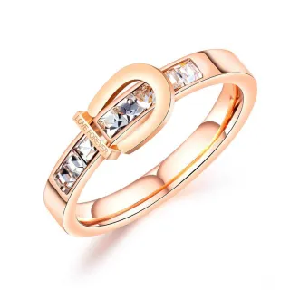 【I.Dear Jewelry】西德鋼-戀戀如初-精緻馬蹄形扣環排鑽晶鑽鈦鋼戒指(3尺寸)