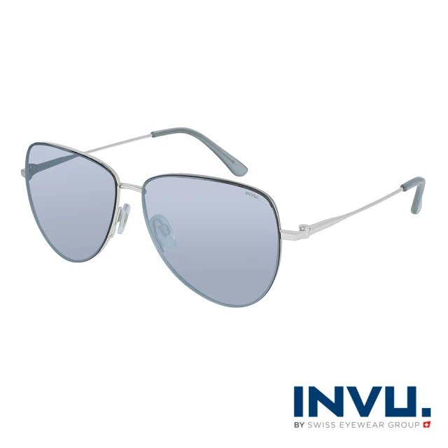 【INVU】瑞士簡約優雅線條偏光太陽眼鏡(銀/水銀鏡面 P1000A)