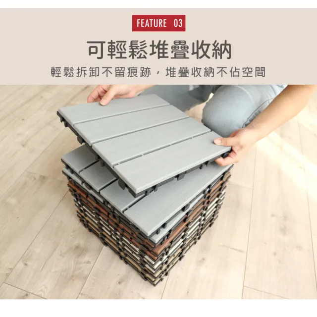 【AD 德瑞森】卡扣式塑木造型防滑板/止滑板/排水板(4片裝-適用0.1坪)
