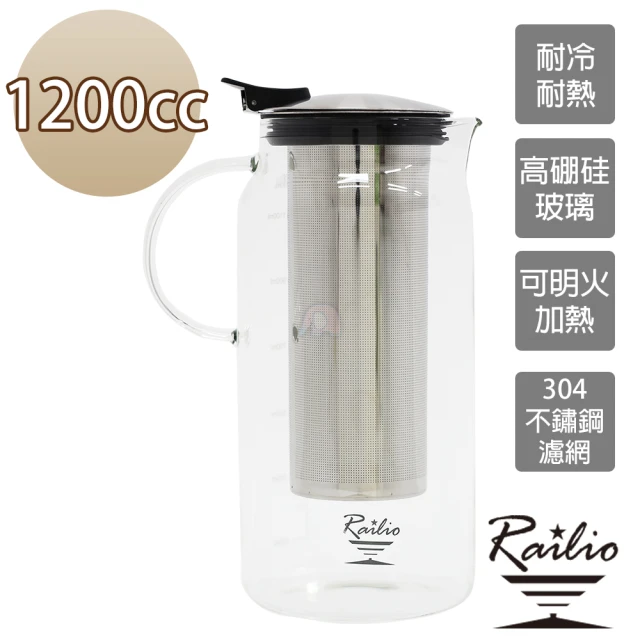 【Railio】摩登花茶耐熱玻璃壺(1200ML)