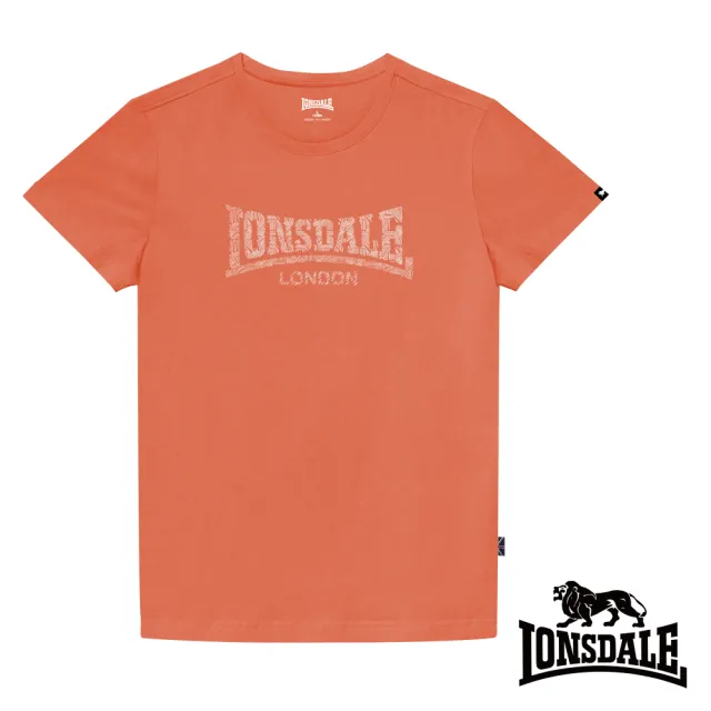 【LONSDALE 英國小獅】現貨!極簡植絨LOGO短袖T恤(橘色LT003)