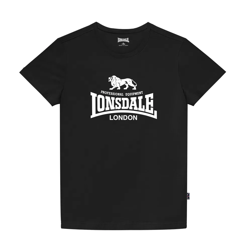 【LONSDALE 英國小獅】經典LOGO短袖T恤(黑色LT001)