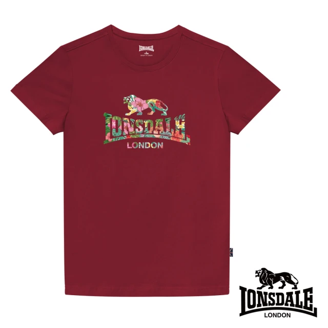 LONSDALE 英國小獅 夏日扶桑花LOGO短袖T恤(暗紅LT002)