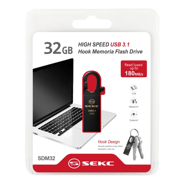 【SEKC】SDM32 32GB USB3.1高速金屬扣環隨身碟