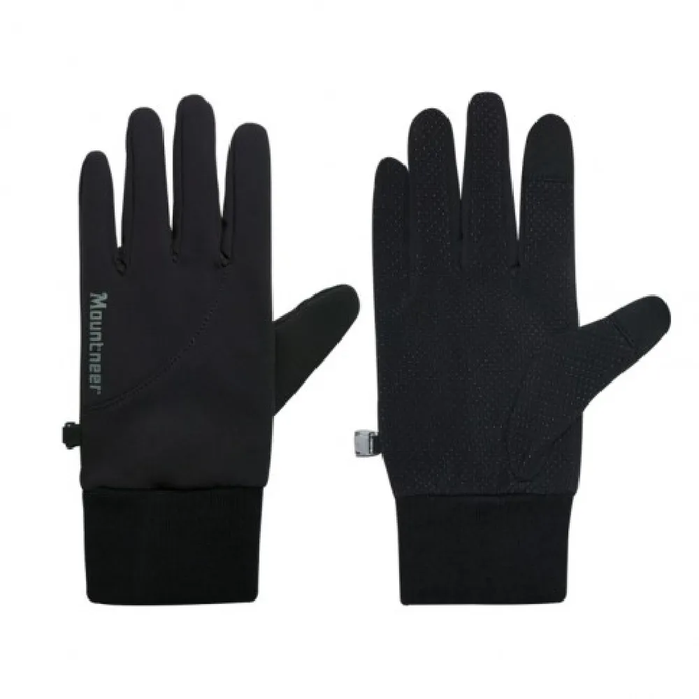 【Mountneer 山林】防風保暖觸控手套-黑色 12G09-01(機車手套/保暖手套/觸屏手套)