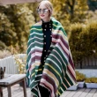 【Acorn 橡果】秋冬新款條紋撞色圍巾披肩斗篷羊絨流蘇質感1612(C-綠色)