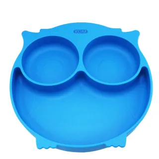 兒童矽膠餐盤-貓頭鷹-深海藍(兒童餐盤)