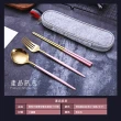 葡萄牙風格 不鏽鋼 筷子 湯匙 叉子 環保餐具套組 三件組-粉紅色款(環保餐具 筷子 湯匙 叉子)