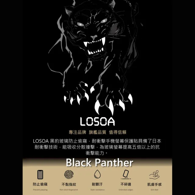 【LOSOA】iPhone全型號霧面高清黑豹鑽石膜玻璃貼14/13/12/11/X/XS/XR/7/8/Mini/Pro/Max(螢幕保護貼)