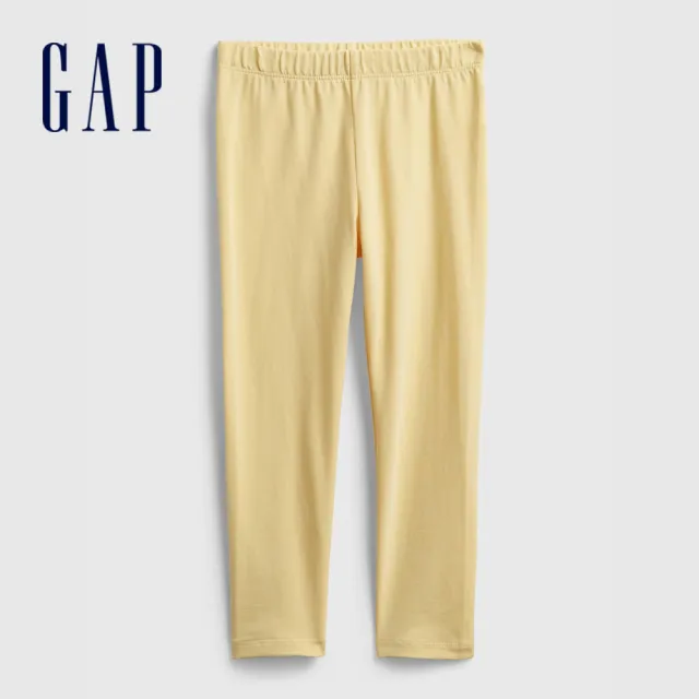 【GAP】女幼童裝 童趣印花鬆緊內搭褲-黃色(664107)