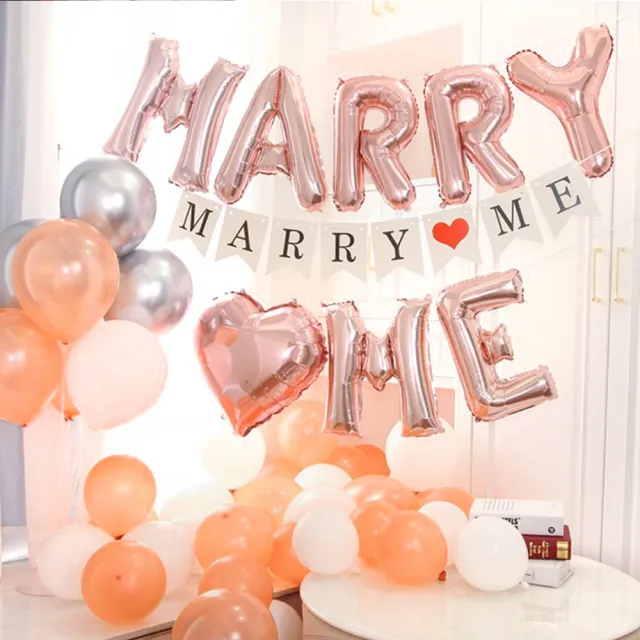 浪漫玫瑰金MARRY ME氣球求婚套組1組(生日 派對 求婚告白 七夕 情人節 氣球 佈置 布置)
