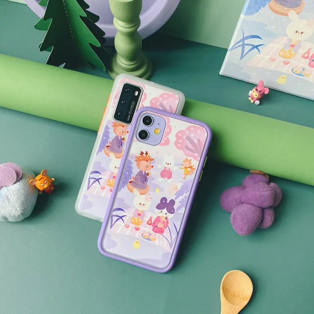 【BOJI 波吉】iPhone 11 Pro Max 手機殼 橘鳥樂隊系列 春日櫻小隊 紫邊框(防摔保護殼)