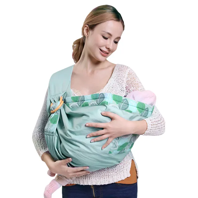 【JoyNa】嬰兒單肩背巾哺乳巾寶寶子宮型背巾(四季青綠樹葉)
