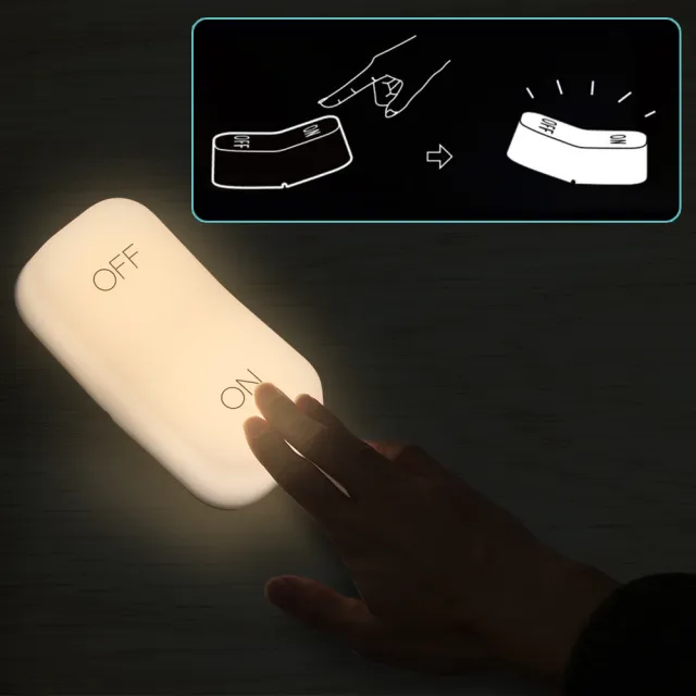 【aibo】USB充電式 ON-OFF開關造型 重力感應燈(黃光)