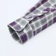 【ROBERTA 諾貝達】進口素材 台灣製 合身版 純棉經典格紋長袖襯衫(紫色)