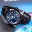 【CITIZEN 星辰】代言人 配戴款 亞洲限定 至尊魅力光動能電波不鏽鋼腕錶/黑x藍面(AT8205-83L)