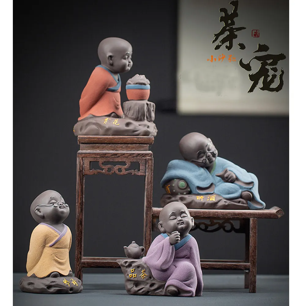 【原藝坊】紫沙陶瓷 愜意人生小沙彌茶寵(四款選一)