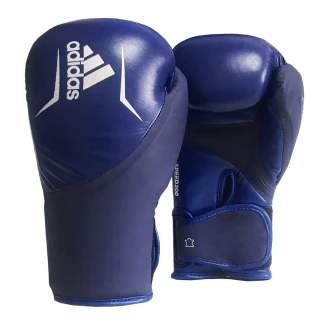 【adidas 愛迪達】SPEED200 真皮拳擊手套  藍銀(踢拳擊手套、泰拳手套、沙包手套)
