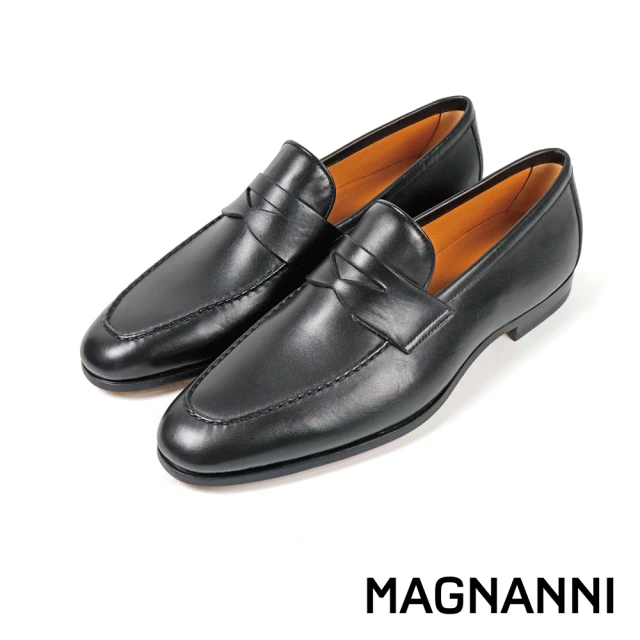 【MAGNANNI】經典素面橫飾樂福鞋 黑色(21482-BL)