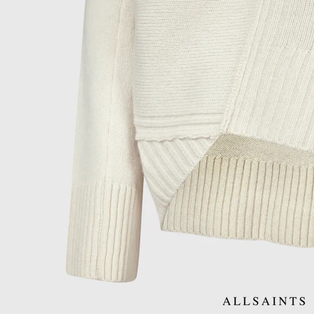 【ALLSAINTS】LOCK 簡約時尚不對稱下擺羊駝毛混紡針織毛衣-象牙白 WK159T